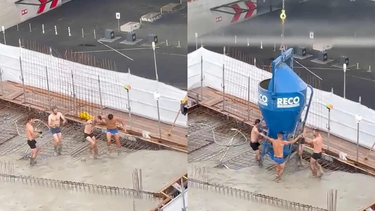Bouwvakkers in Rotterdam maken er een waar feestje van