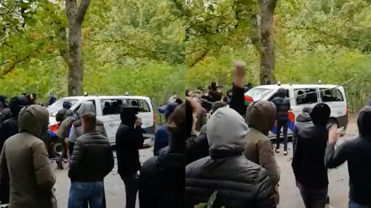 Gezellige derby NEC - Vitesse: Relschoppers vernielen politiebusje