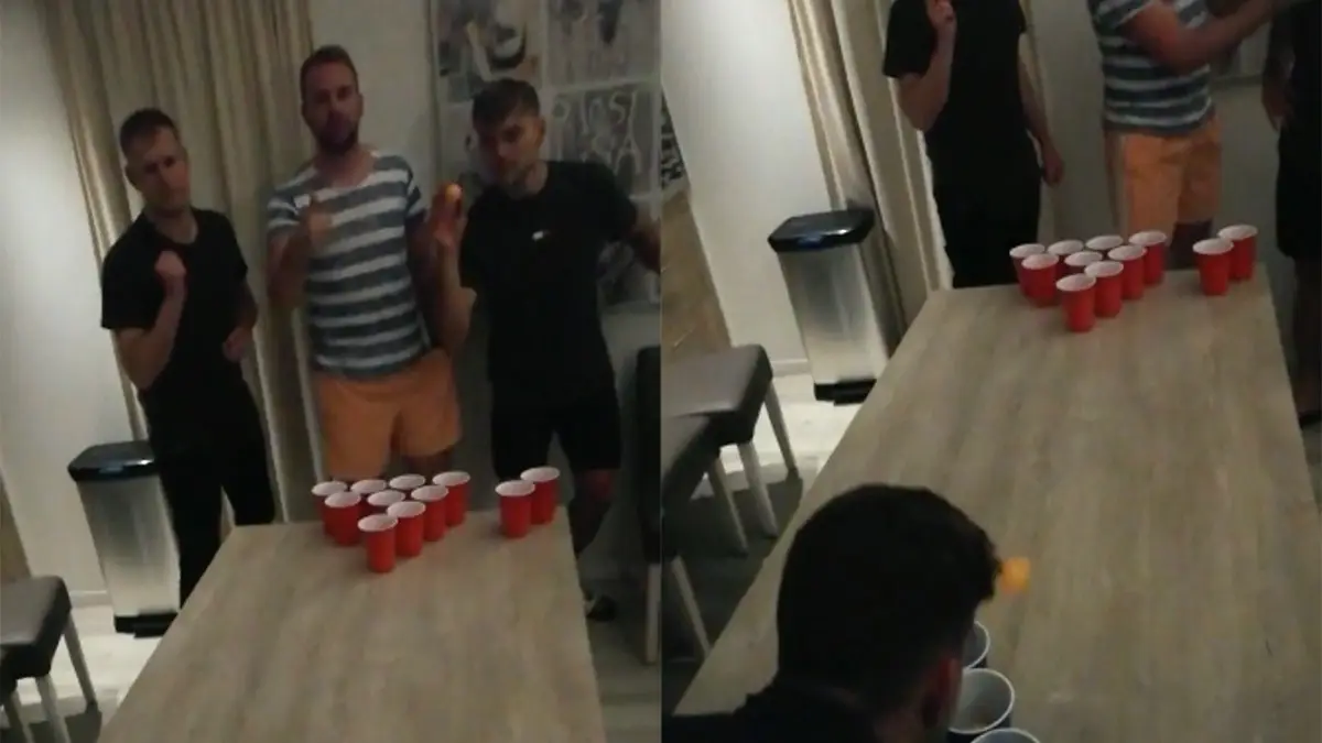 Ondertussen tijdens spelletje Beer Pong: Blaas regel werkt niet