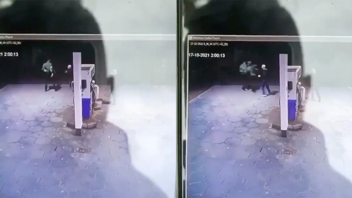 Video opgedoken van NEC supporter tegen de grond gewerkt bij een tankstation in Arnhem