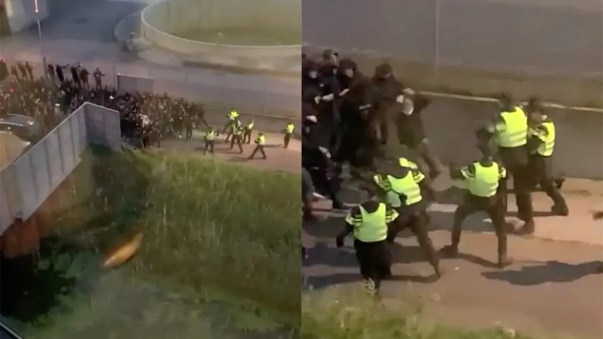 Voetbalsupporters maken het de politie wel heel erg moeilijk