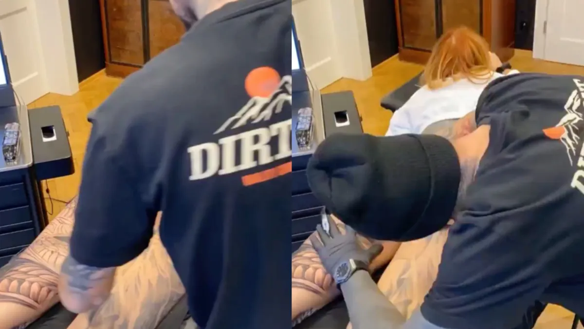 Time-lapse van een hele flinke tattoo voor Lexy Roxx