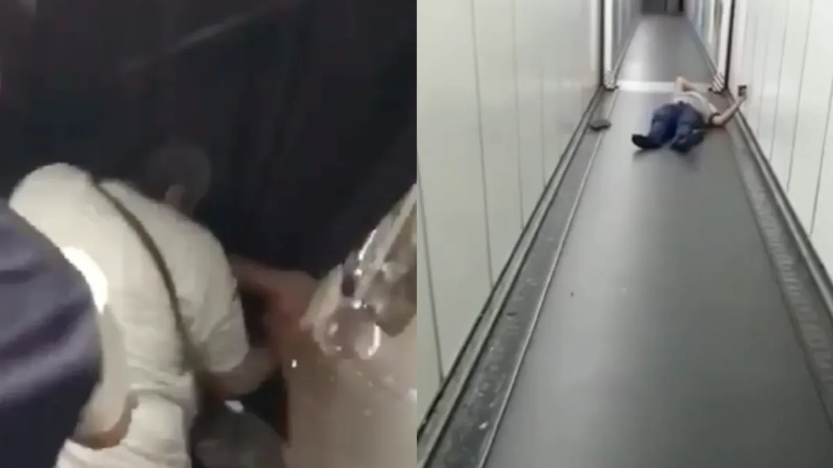 Passagier heeft een beetje moeite met boarden tijdens Turkish Airlines vlucht