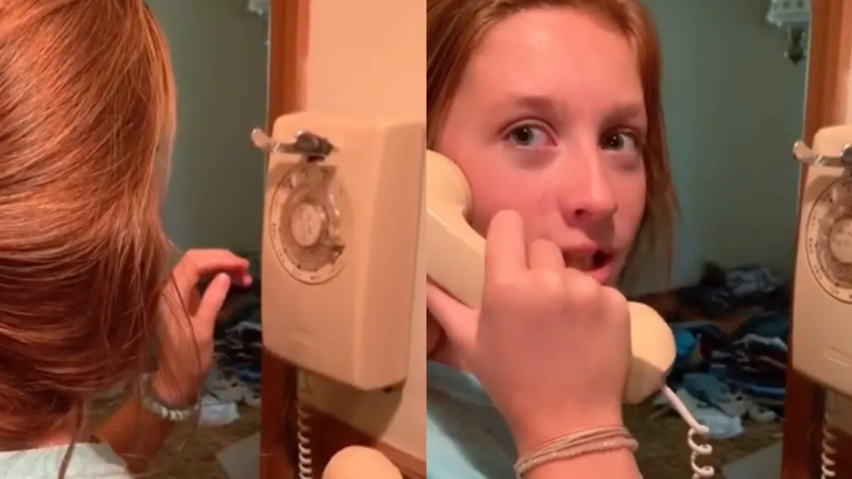 Gen Z dame snapt niet veel van telefoon met draaischijf