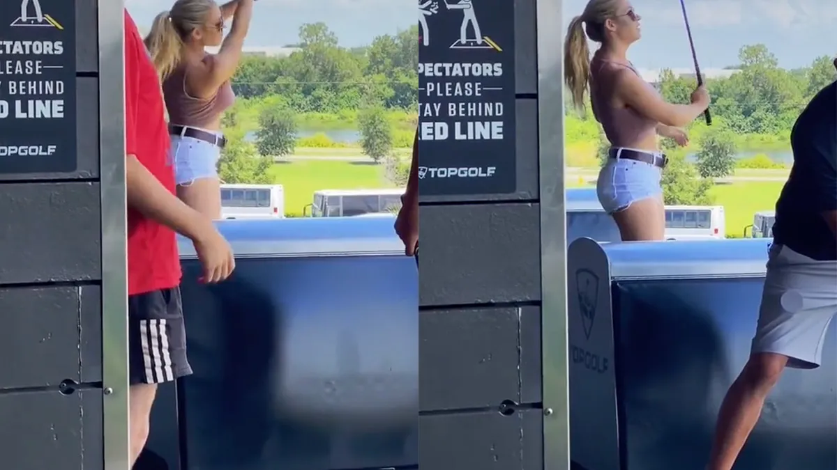 Dame zorgt ervoor dat kijken naar golfende mensen interessant is