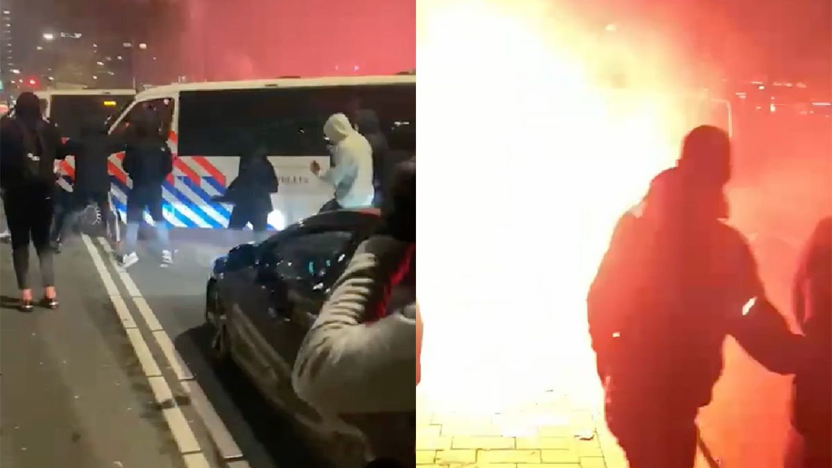 Hele bizarre video's van de rellen in Rotterdam die rondgaan op social media