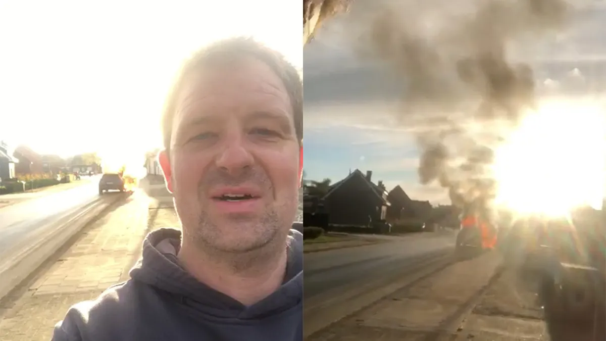 Soms heb je van die dagen: Dan doe je verslag van je brandende auto