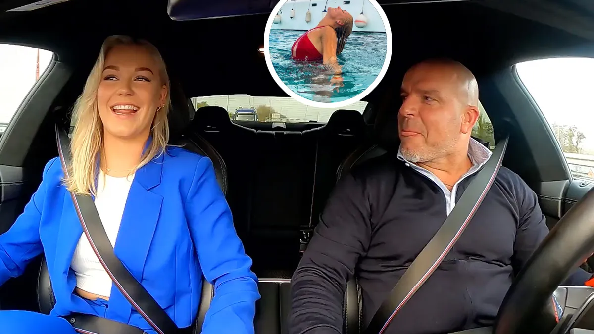 Marijn Kuipers, dame met goed achterwerk, bij Andy van der Meijde in de auto