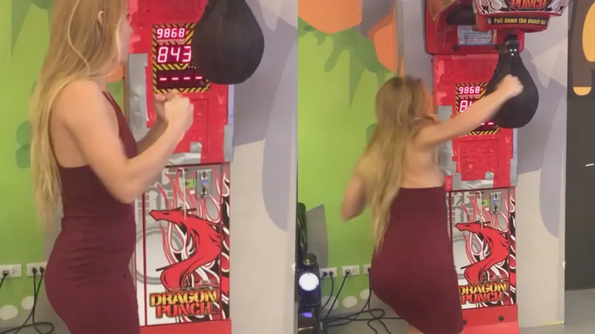 Beukt Juli Firso hier nu netjes een record op de boksbal?