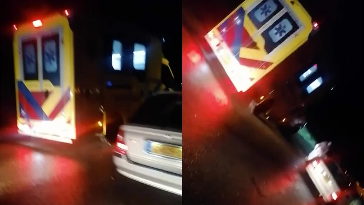 Ambulance doet mee aan straatrace