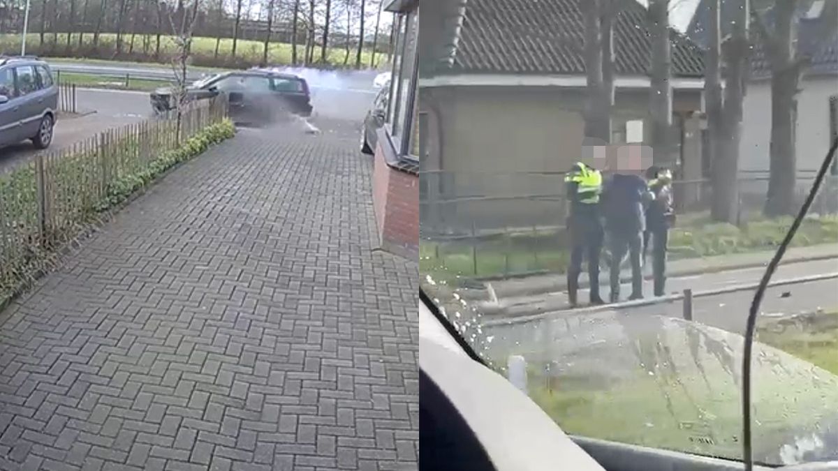 Auto botst tegen boom na politieachtervolging bij Rottevalle in Friesland