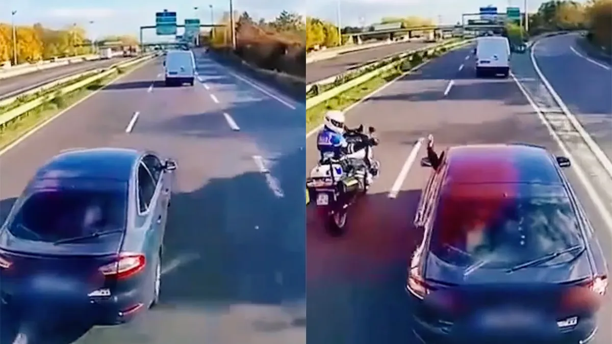 Automobilist pest vrachtwagen met remmentest, maar moeder Karma heeft het gezien