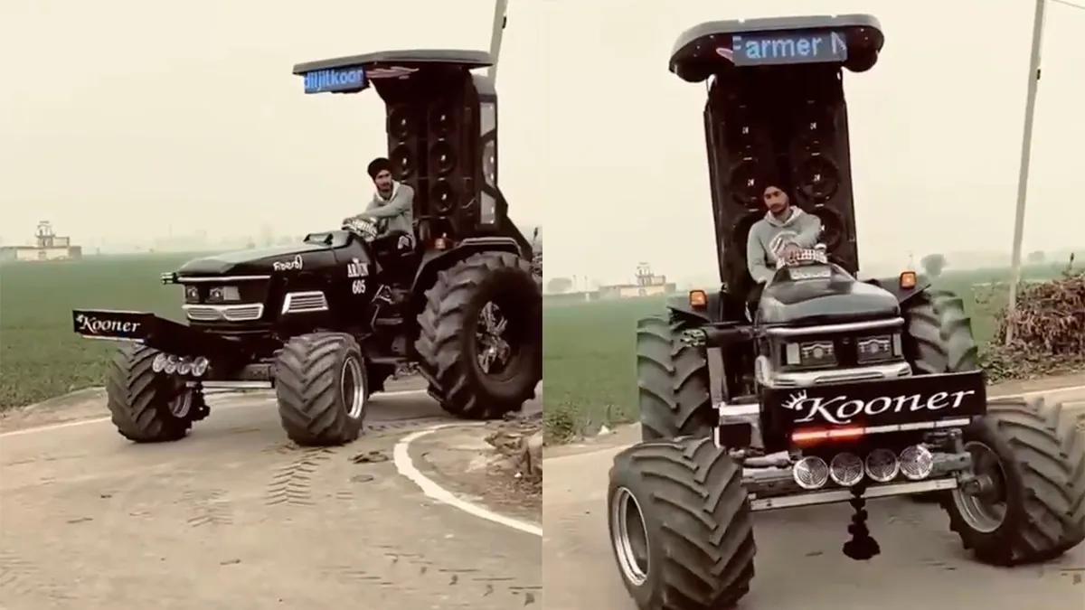 Boertje in India heeft een trekker met muziek