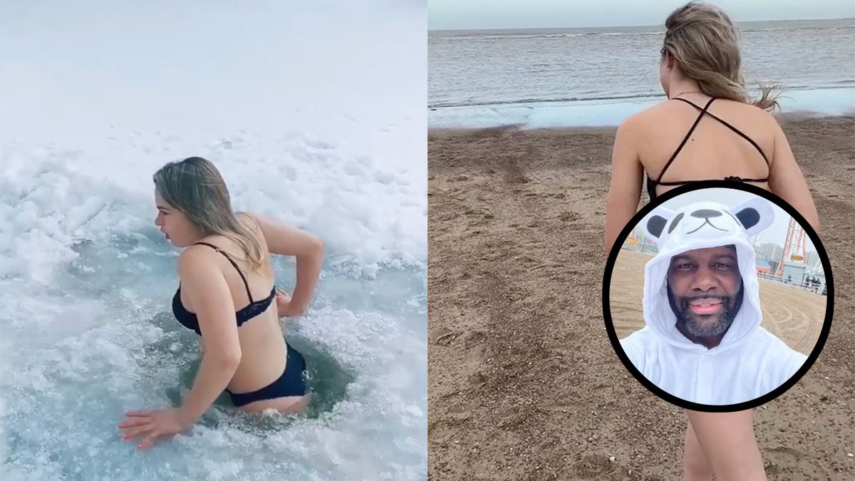 Gewoon een verzameling vrouwen die een duik nemen in ijskoud water