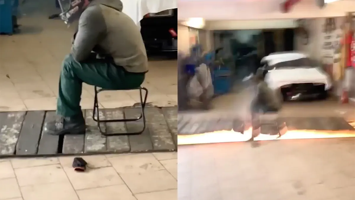 Monteur blaast een deel van zijn garage op