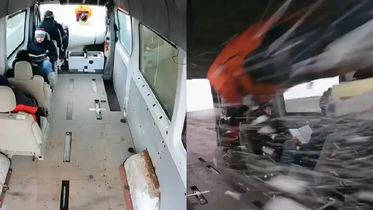 Russen doen echt hele gestoorde stunt met een busje