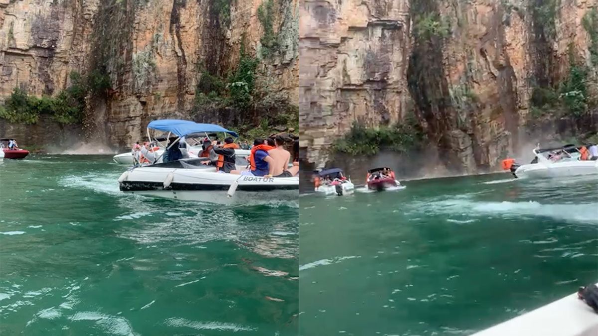 Stuk rots in Brazilië breekt af en stort op bootjes met toeristen