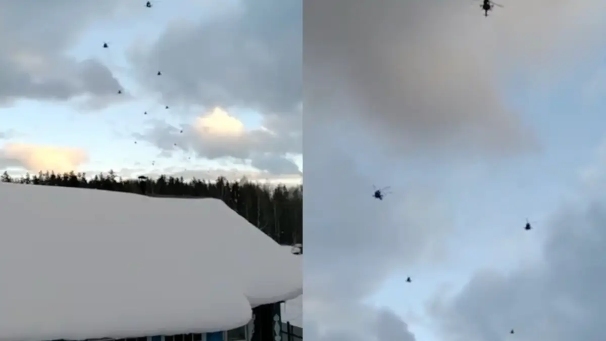 In Bryansk zijn de Russen in de lucht bezig met militaire oefeningen