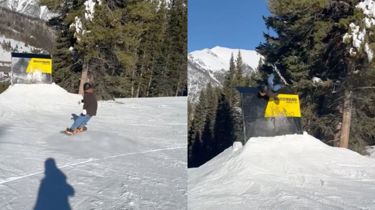 Snowboarder in Frisco creëert geheel nieuw trucje