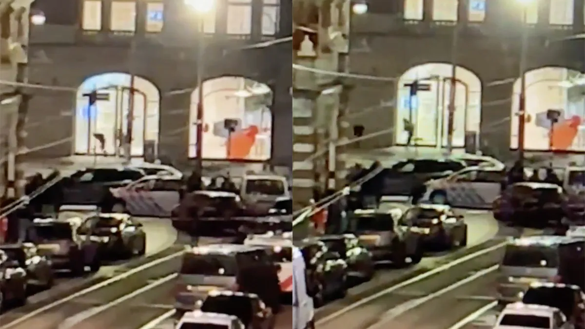 Beelden gijzelnemer en gijzelaar rennen weg uit Apple Store Leidseplein