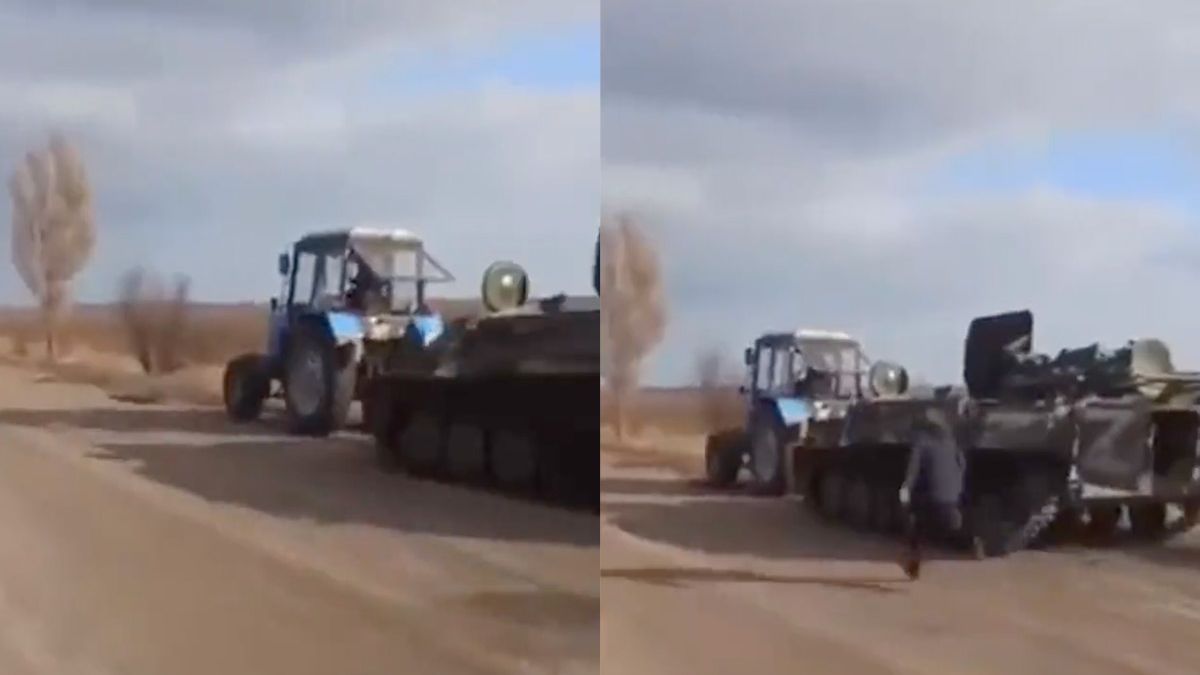 Boeren in Oekraïense stad Kakhovka hebben een Russische tank gestolen