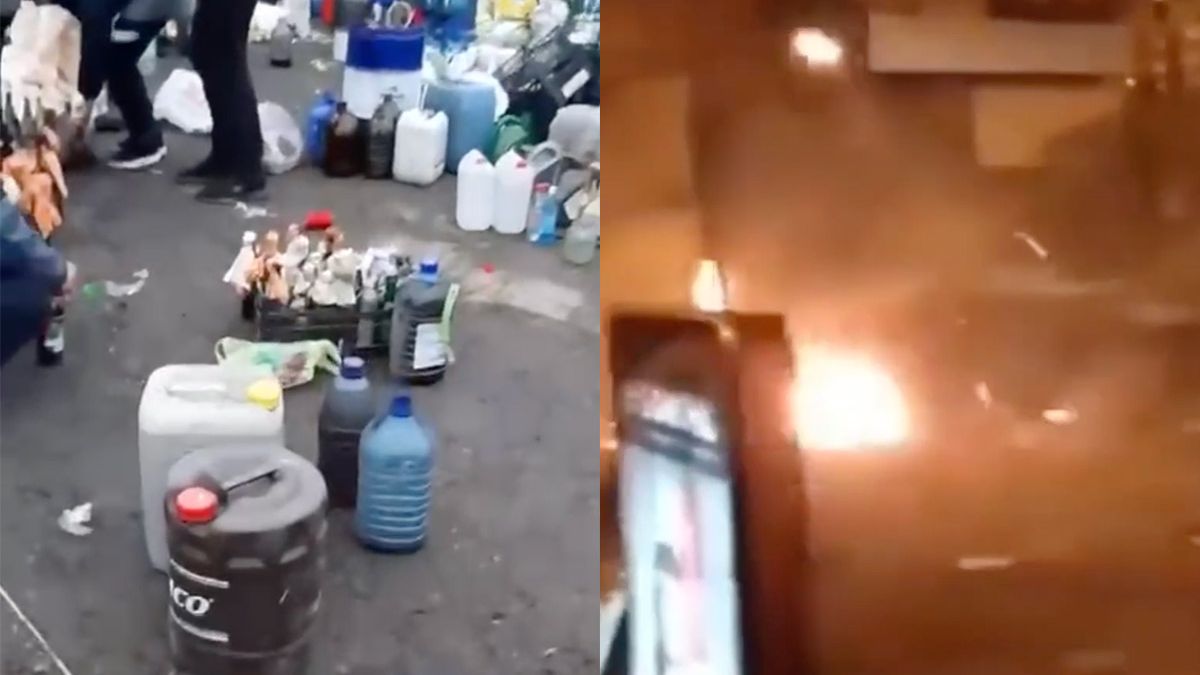 Mensen in Kiev maken molotovcocktails en bestoken Russische tanks