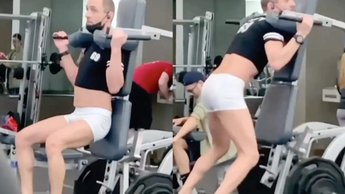 Gast in wel heel hard op zoek naar aandacht in een sportschool