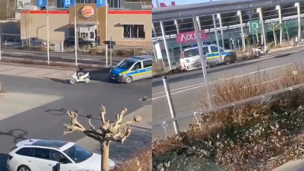Duitse politie heeft moeite met scooterrijder, maar aanrijding maakt einde aan vluchtpoging