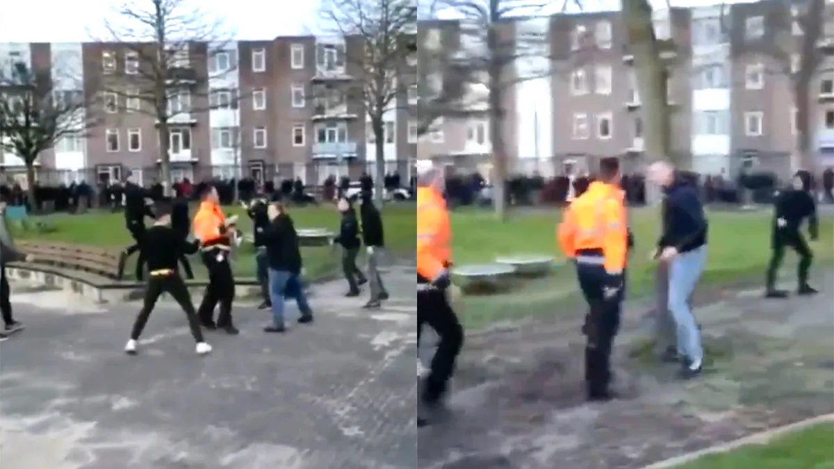 Gezellig matten na afloop van de wedstrijd Sparta tegen Go Ahead Eagles