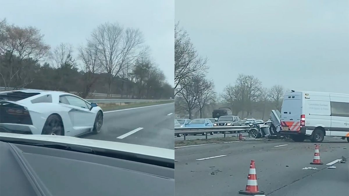 Oeps foutje: Peperdure Lamborghini Aventador crasht tegen vangrail op de A28