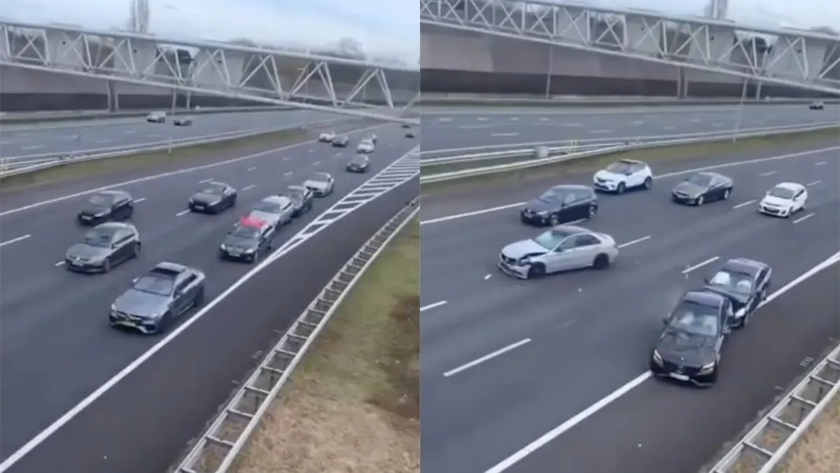 Video trouwstoet veroorzaakt ongeval op de A16 waardoor snelweg dicht moest