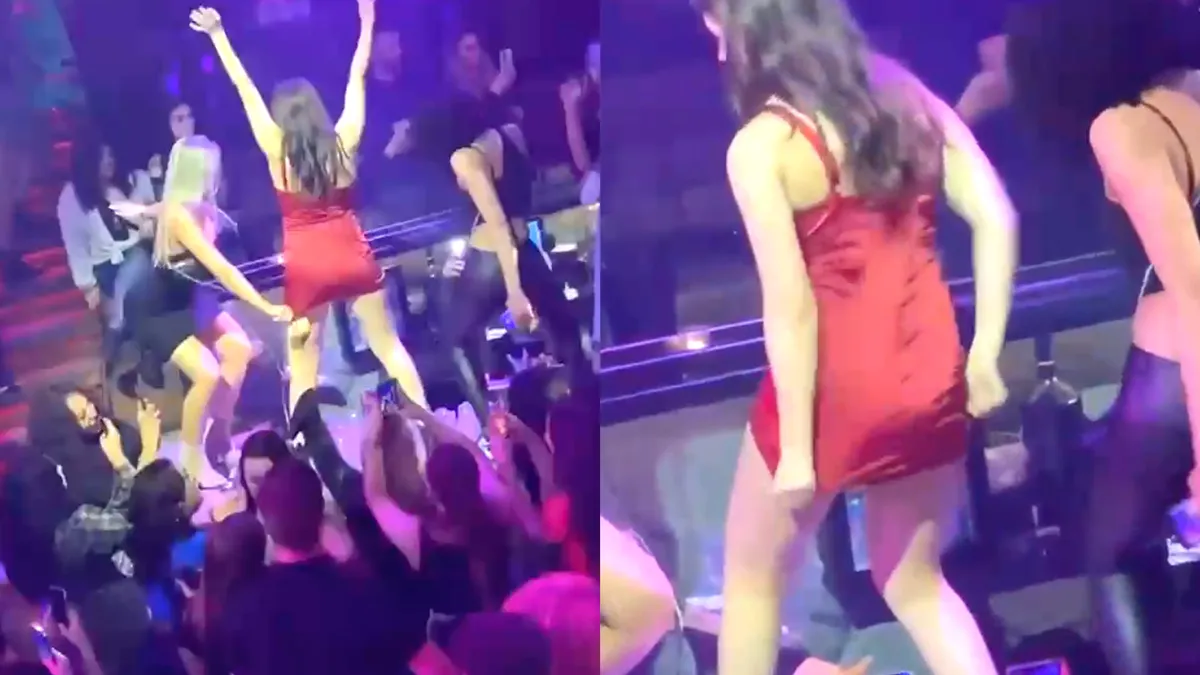 Helaas, deze dansende dame in Rotterdam heeft een hele goede vriendin