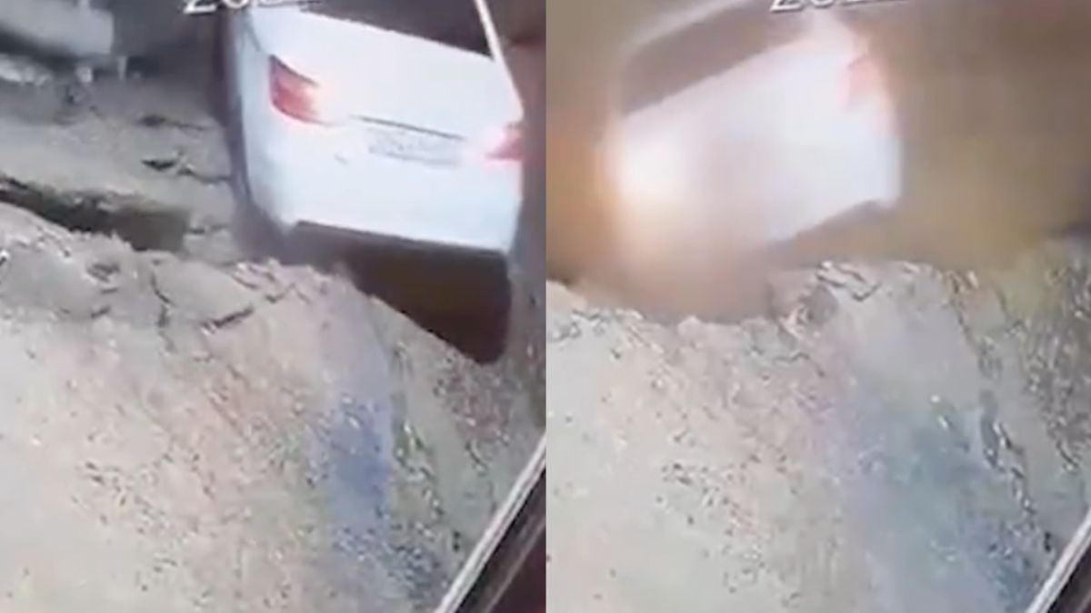 Sinkhole slokt vrouw in auto op waar vervolgens haar huis op valt