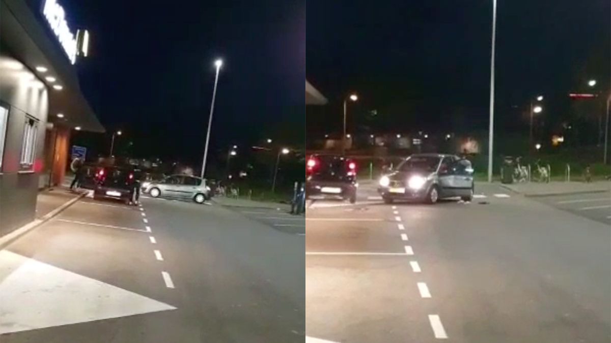 Auto ramt auto met kindje erin tijdens ruzie bij de Mac in Meppel