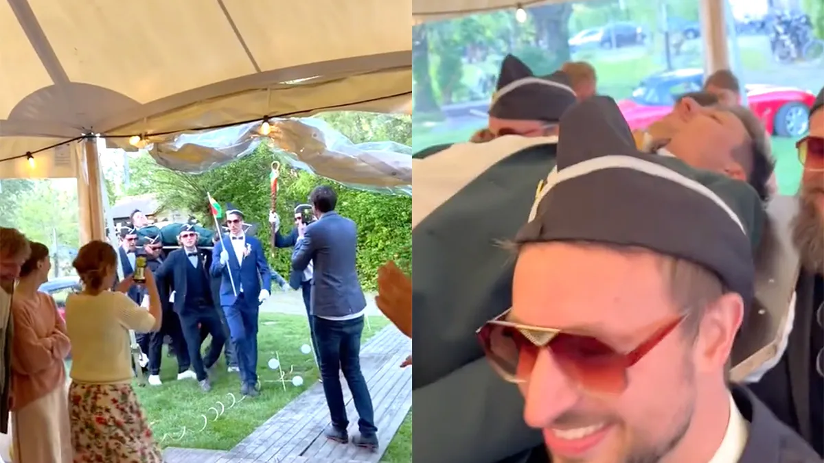 Vriendengroep neemt met 'Coffin Dance' afscheid van vrijgezelle vriend