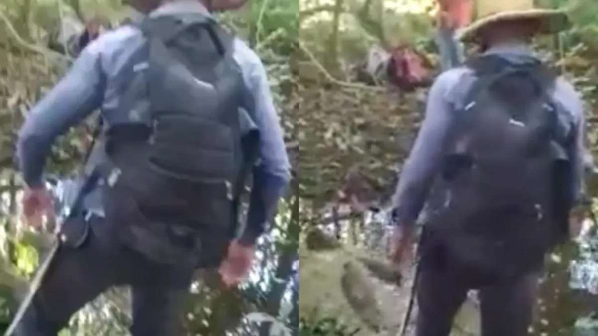 Echte outdoorsman blijkt niet te kunnen springen