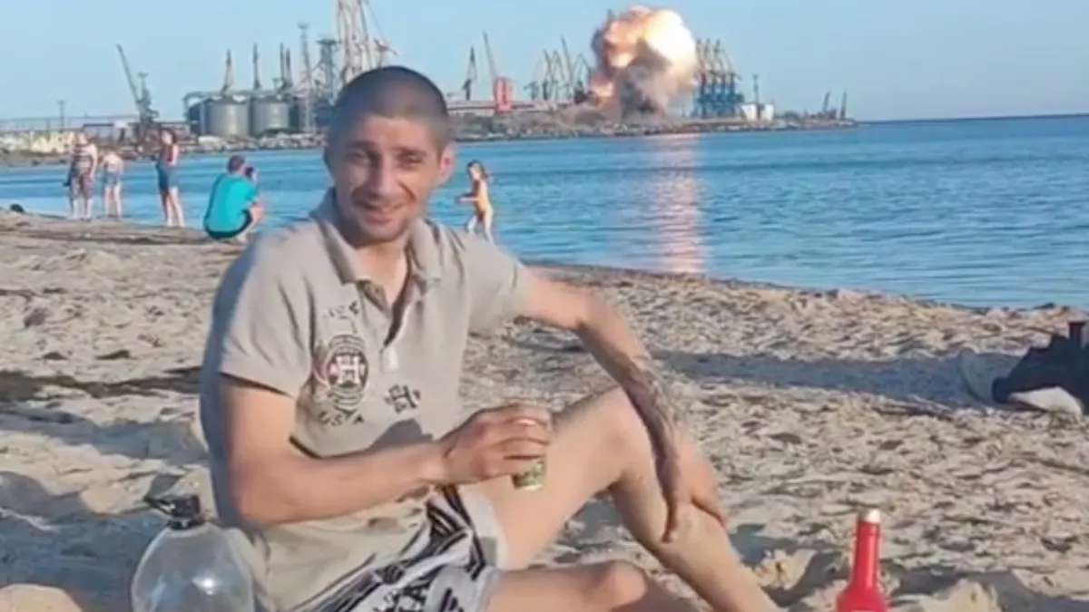 Groetjes vanaf het strand van het door Rusland gecontroleerde Berdyansk