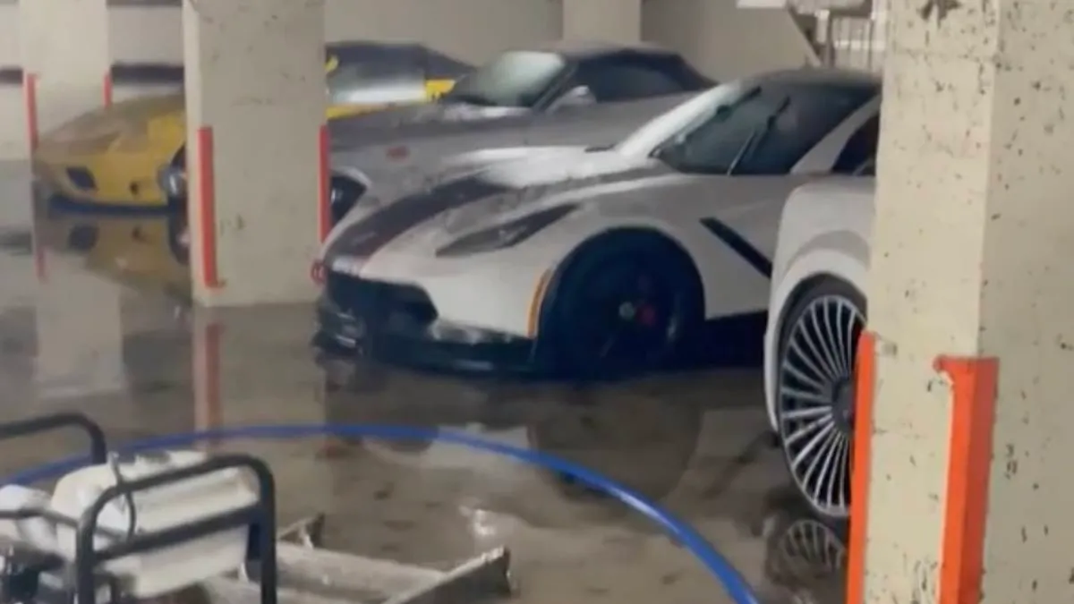 Aftermath van ondergelopen garage in Miami