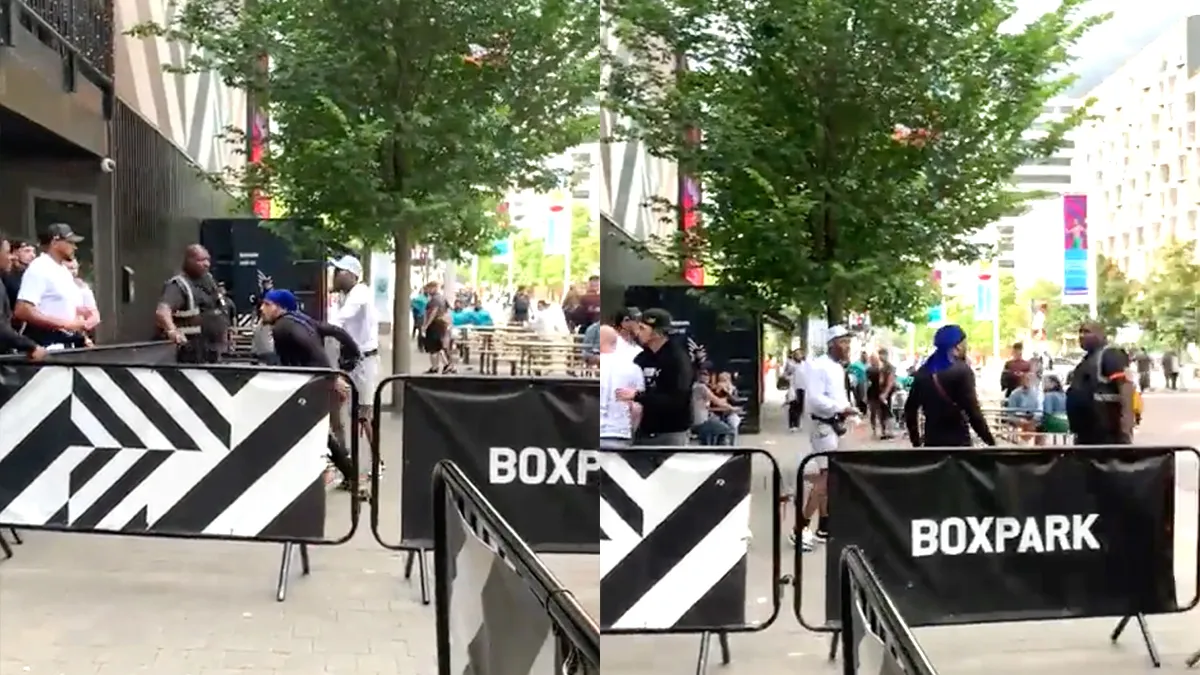 Beveiliger van Boxpark in Londen deelde er slechts 1 uit en dat was genoeg ook