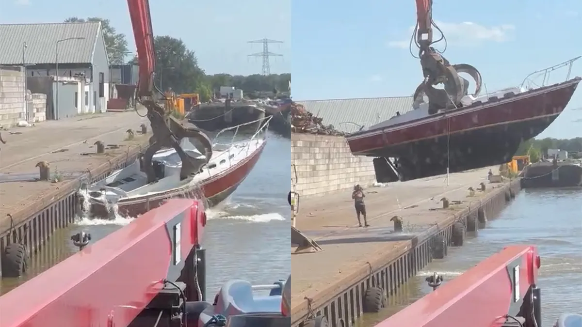 Eigenaar van boot meert aan op priveterrein in Almelo, bootje wordt gesloopt