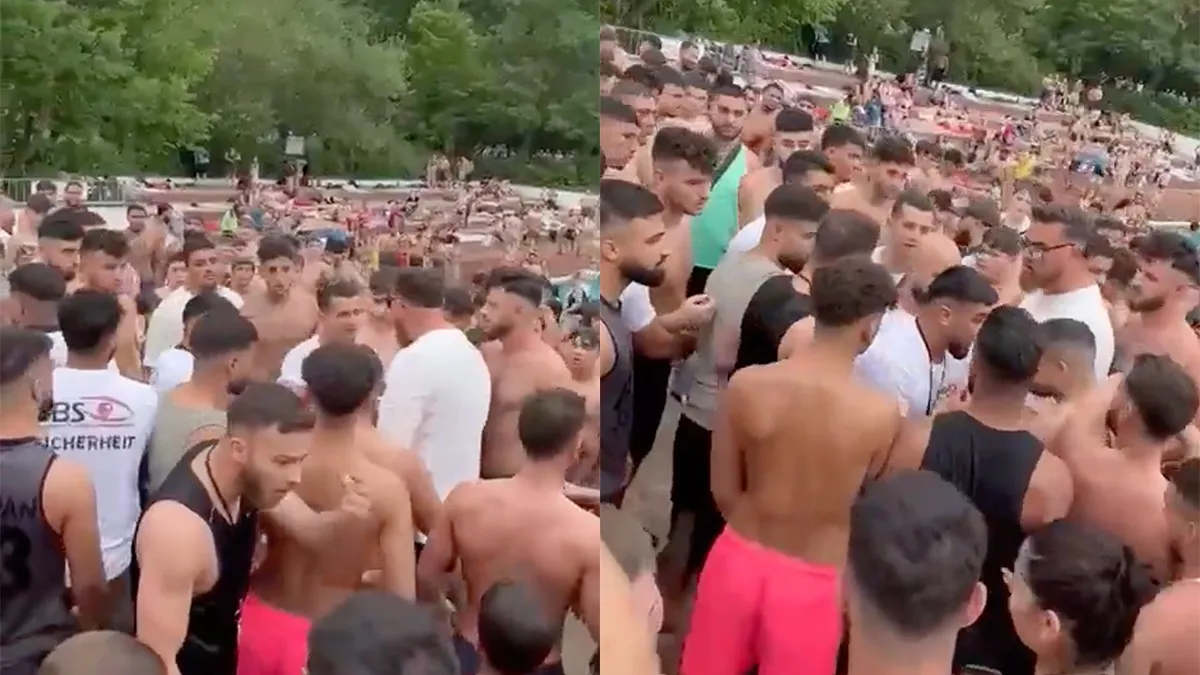 Het is niet altijd gezellig in een openluchtzwembad in Duitsland