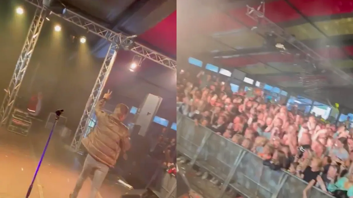 LOL! Mart Hoogkamer met bier bekogeld en breekt optreden na 9 seconden af
