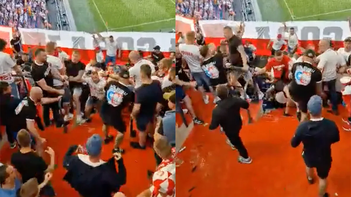 Ook op de tribune werd er gestreden tijdens wedstrijd Nederland - Polen