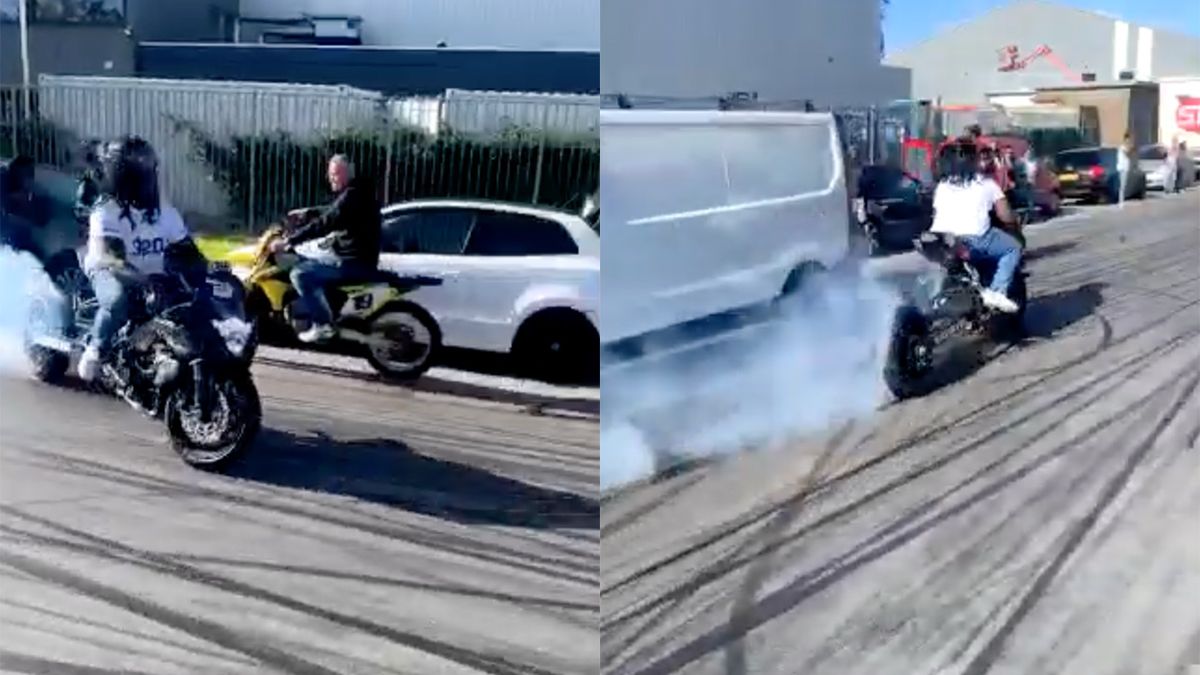 Video ongeluk van motorrijder tijdens stunten in Julianahaven in Dordrecht