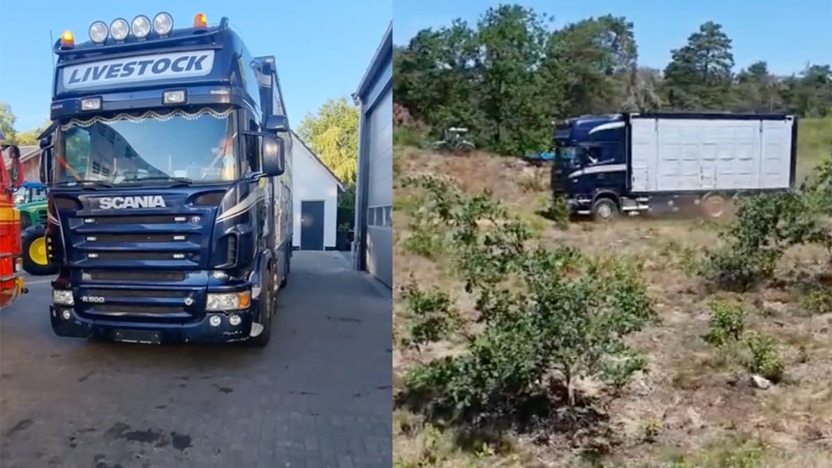 Vrachtwagen gaat offroad tijdens boerenprotest