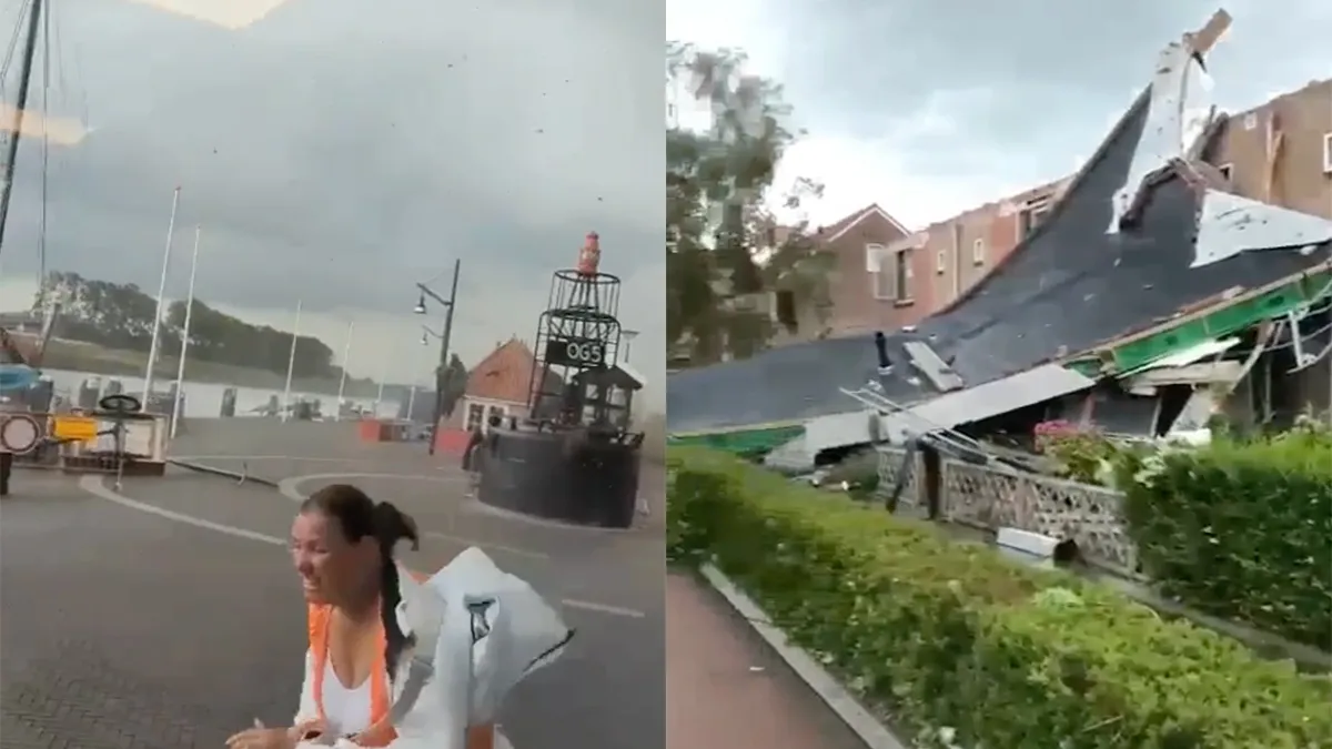 Zien: Bizarre beelden van heftige windhoos boven Zeeuwse Zierikzee