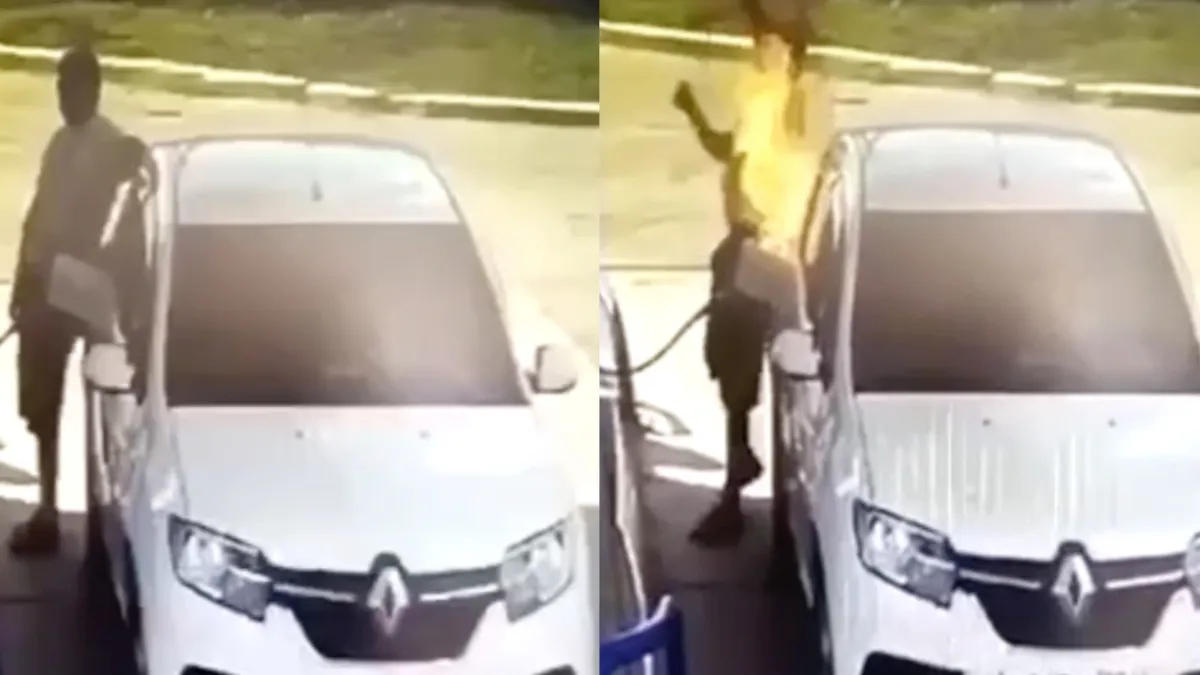 Tanken en met je aansteker spelen is niet zo een goede combinatie