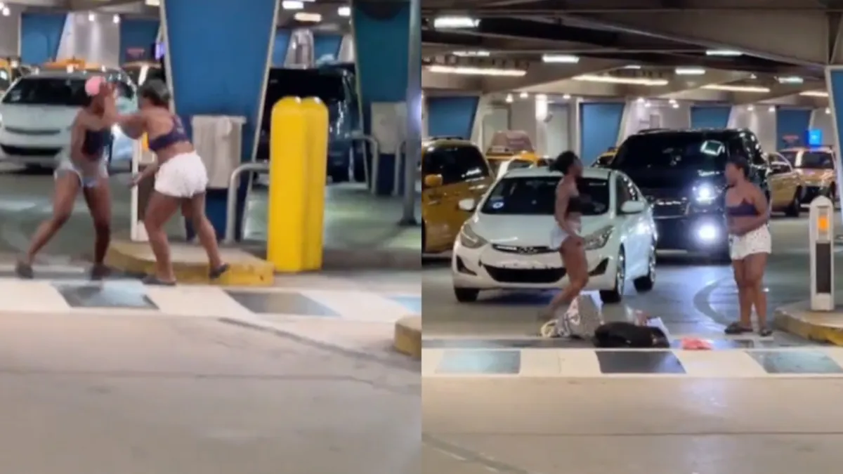 Miami Airport heeft heel even wel iets weg van een mix tussen MMA octogon en striptent