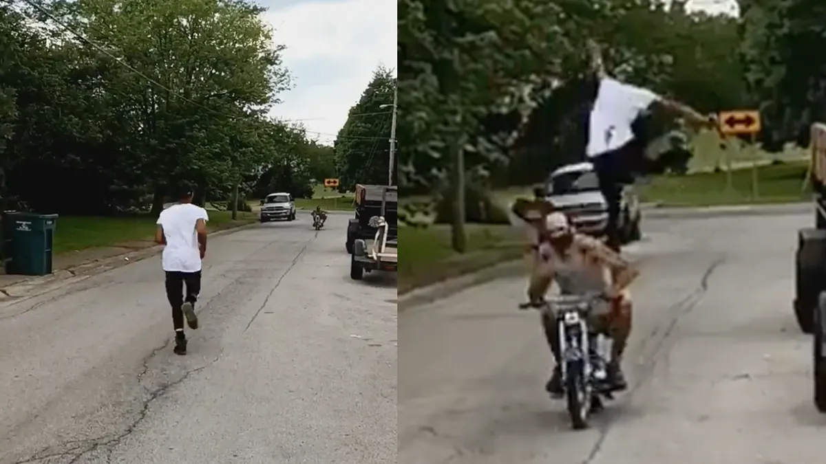Stunt met man die over mini bike springt gaat alles behalve goed