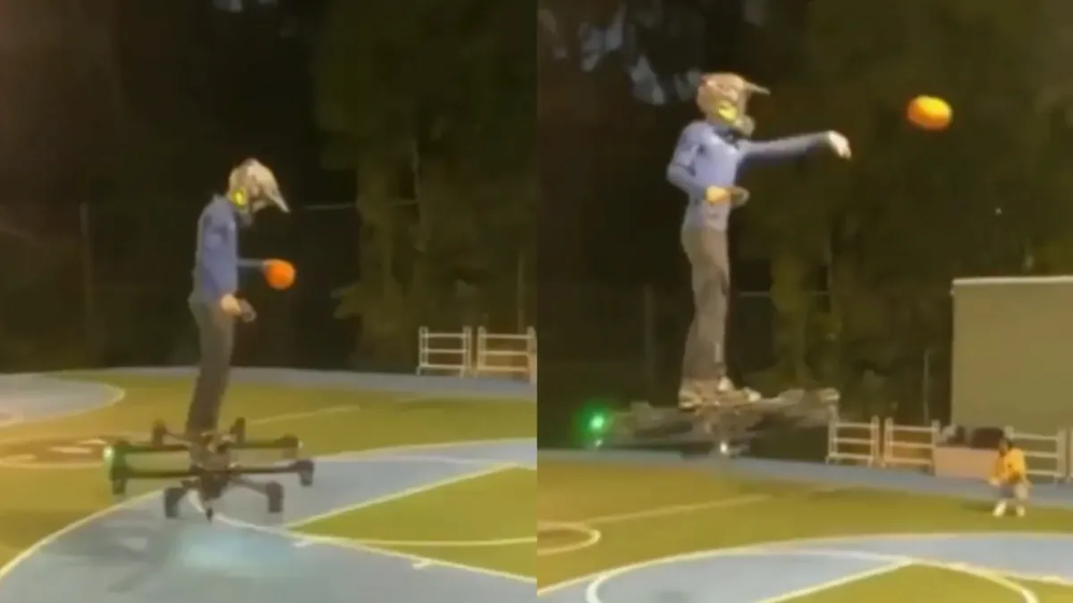 Terug naar de tekentafel na poging tot basketballen via een drone waar je op kunt staan